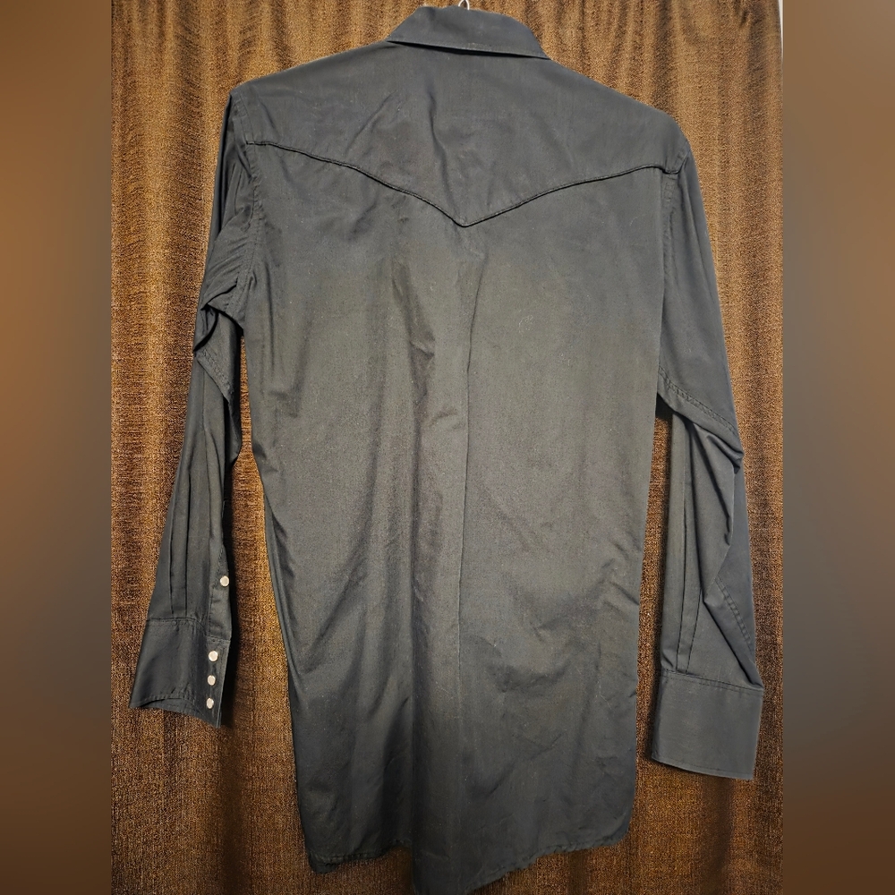 Men's Medium Black Western Shirt with Playing Card Design - Picture 5 of 5